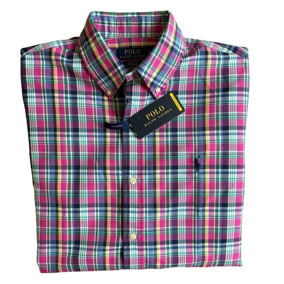 NEW Polo Ralph Lauren Classic Fit Performance Plaid LS Shirt Multicolor Men's M - Picture 4 of 13